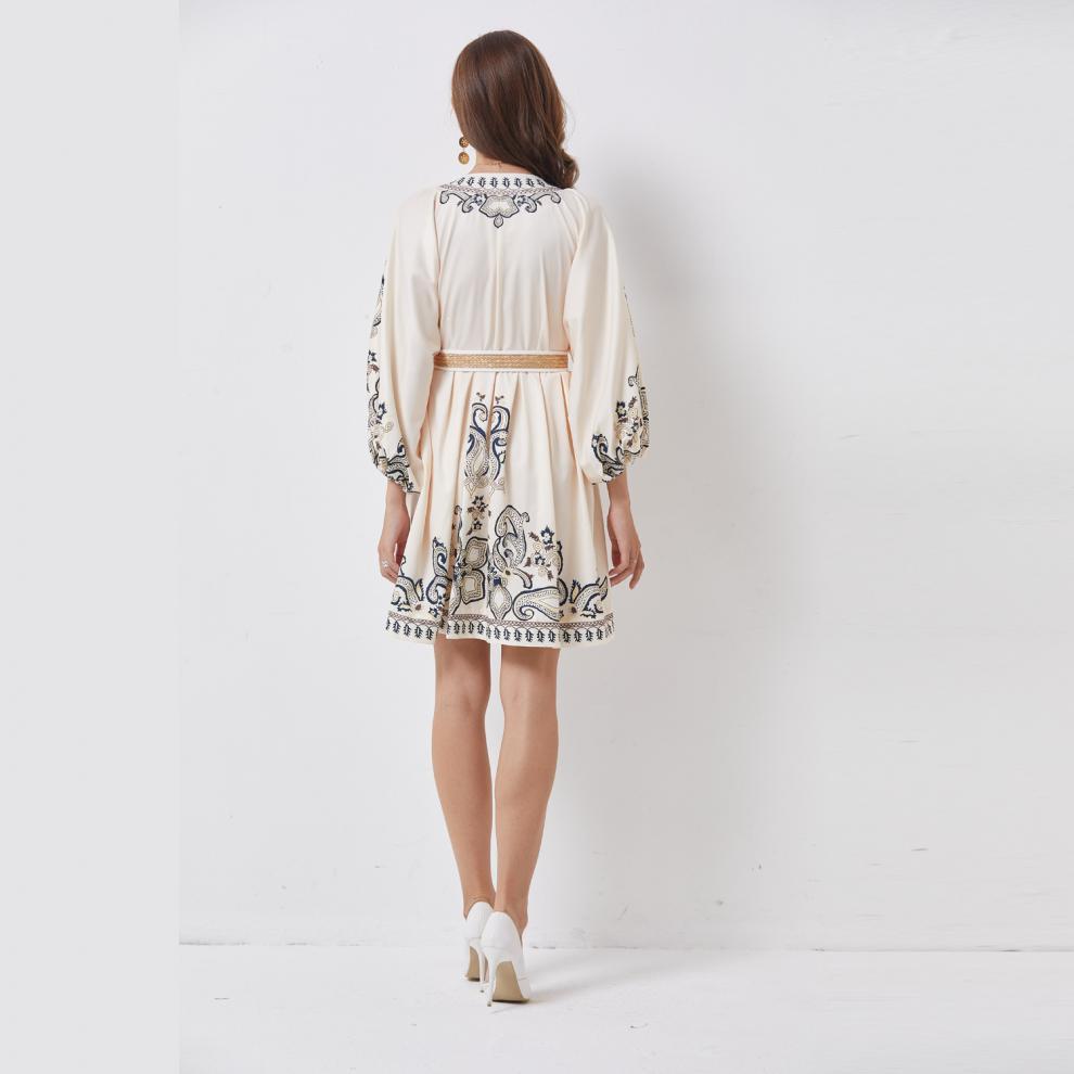 Women's Single-breasted Lantern Sleeve Design Niche Dress - ANIBEY