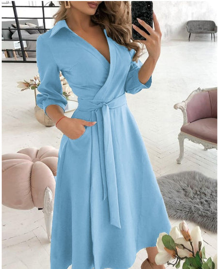Sexy Fashion Long-sleeved Deep V-neck Print Bag Hip Irregular Party Dress Women - ANIBEY