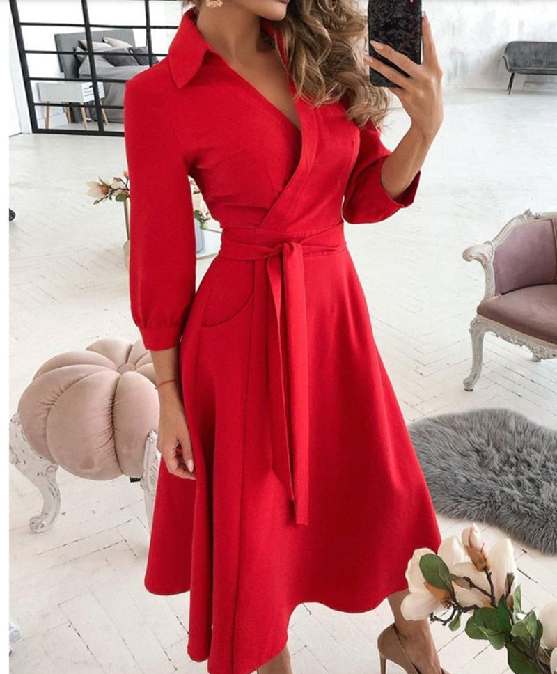 Sexy Fashion Long-sleeved Deep V-neck Print Bag Hip Irregular Party Dress Women - ANIBEY