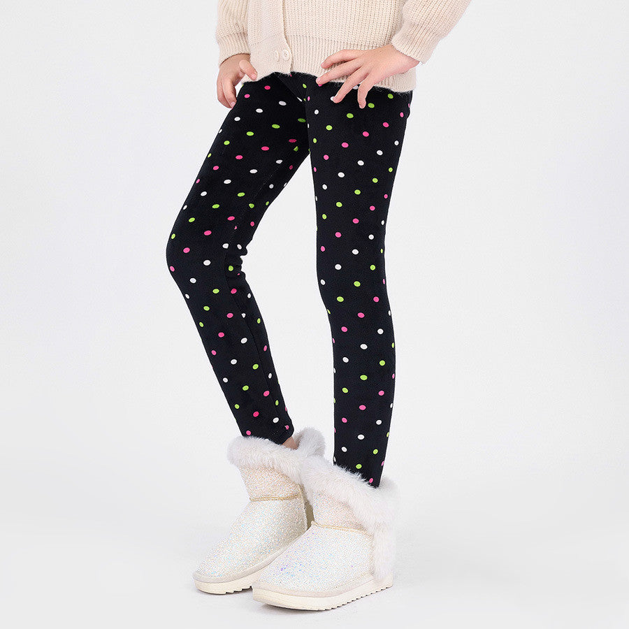 Girls' Autumn And Winter Thermal Base Medium And Large Printed Velvet - ANIBEY