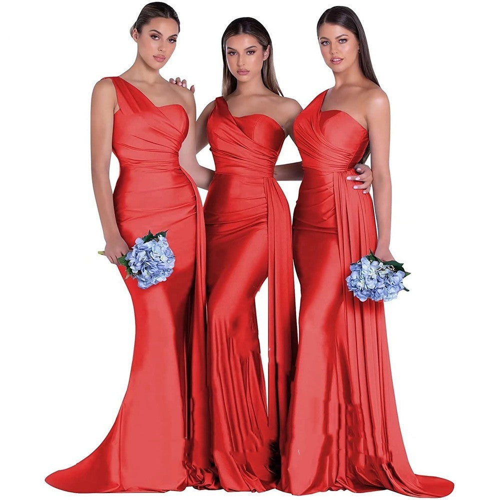 Plus Size Fat MM Mermaid One Shoulder Elegant Wedding Dress - ANIBEY