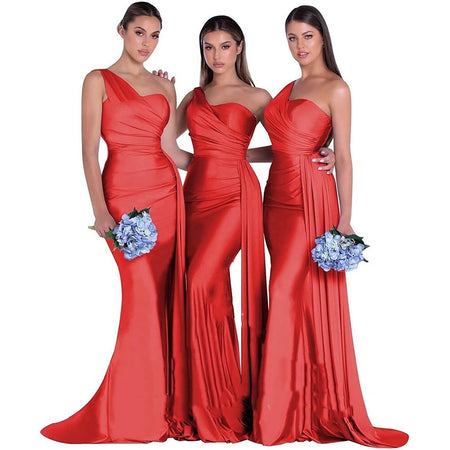Plus Size Fat MM Mermaid One Shoulder Elegant Wedding Dress - ANIBEY