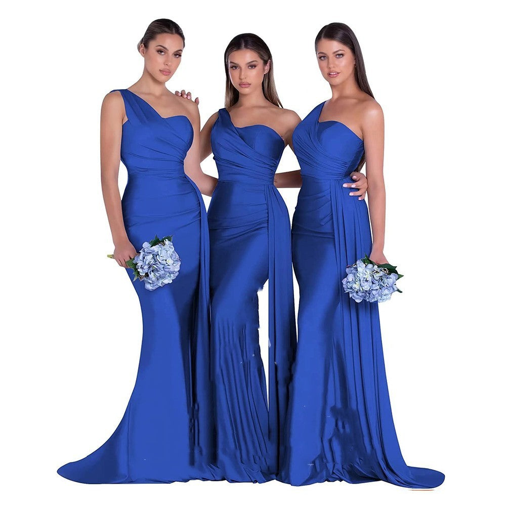 Plus Size Fat MM Mermaid One Shoulder Elegant Wedding Dress - ANIBEY
