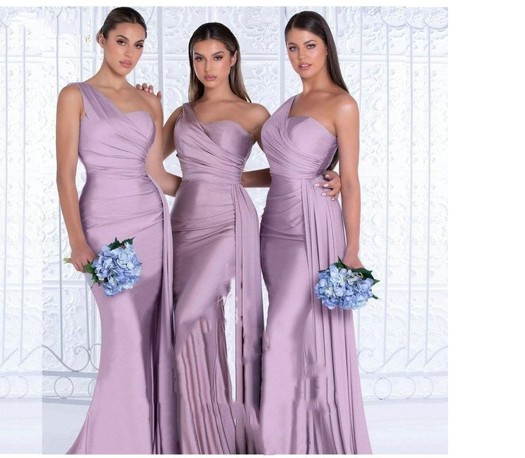 Plus Size Fat MM Mermaid One Shoulder Elegant Wedding Dress - ANIBEY