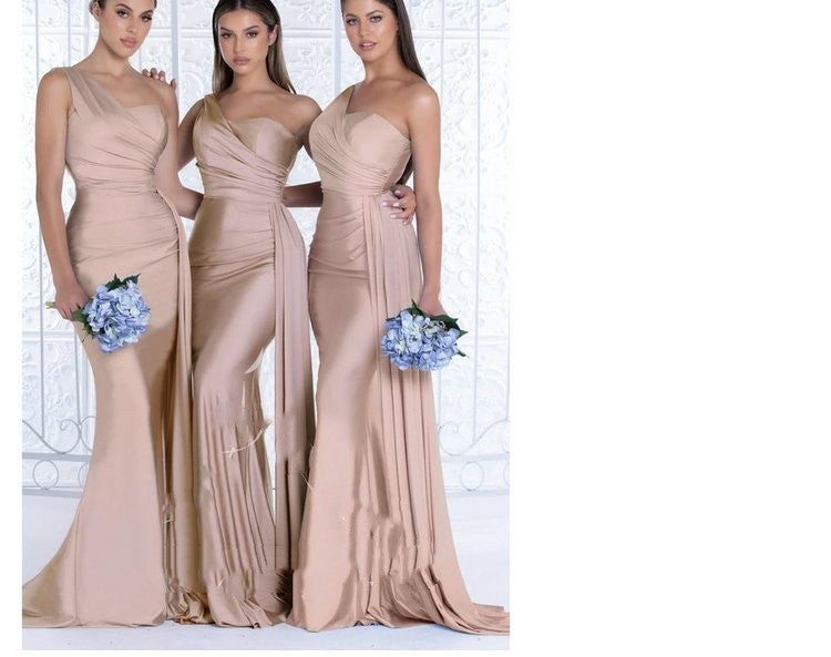 Plus Size Fat MM Mermaid One Shoulder Elegant Wedding Dress - ANIBEY