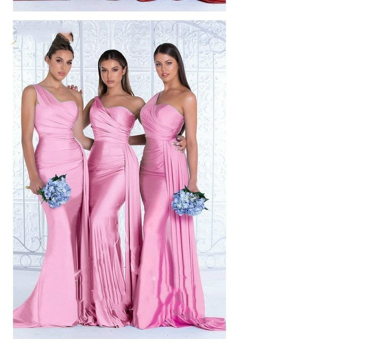 Plus Size Fat MM Mermaid One Shoulder Elegant Wedding Dress - ANIBEY