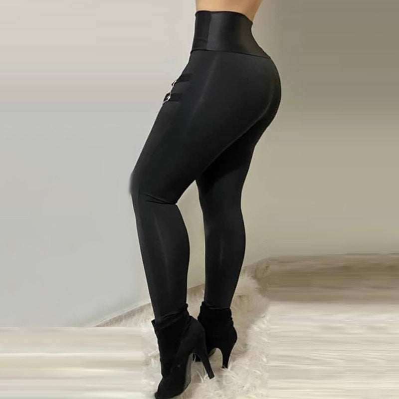 Lugentolo High Waist Skinny Trousers Women Streetwear Fall - ANIBEY