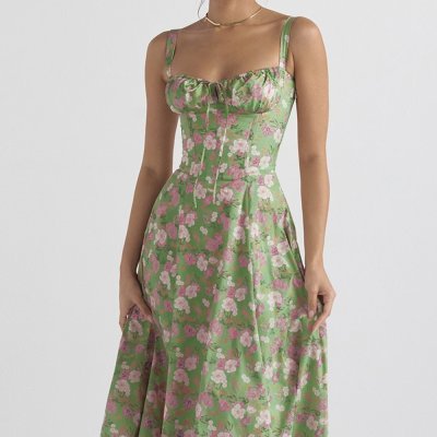 Seaside Vacation Sling Back Cross Tied Slim Fit Overknee Dress - ANIBEY