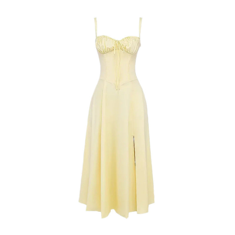Seaside Vacation Sling Back Cross Tied Slim Fit Overknee Dress - ANIBEY