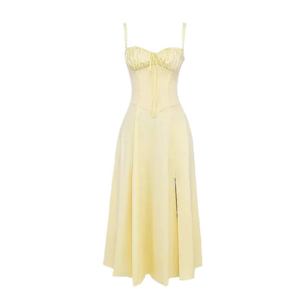 Seaside Vacation Sling Back Cross Tied Slim Fit Overknee Dress - ANIBEY