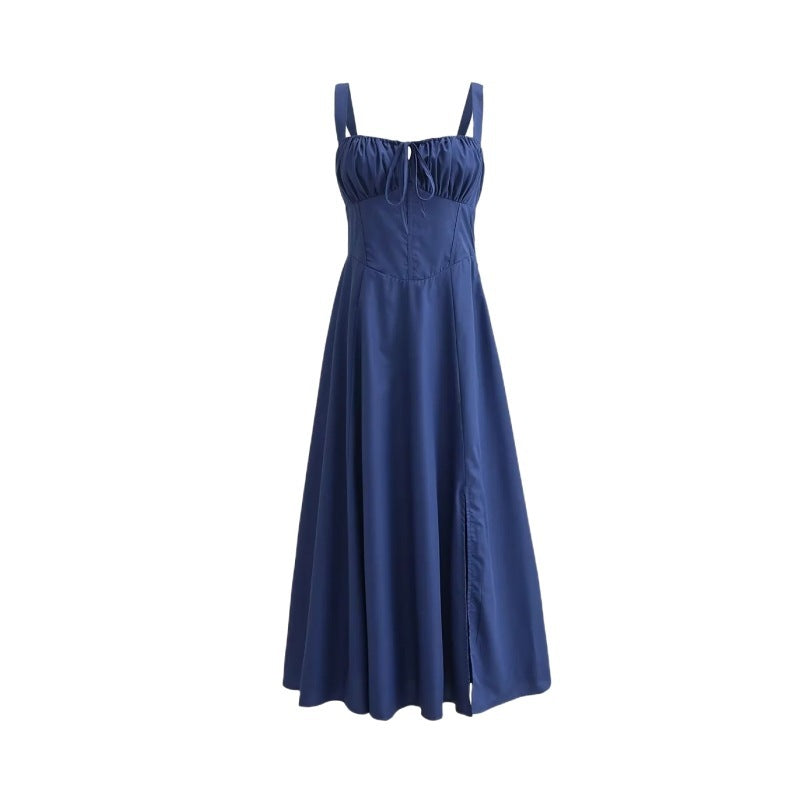 Seaside Vacation Sling Back Cross Tied Slim Fit Overknee Dress - ANIBEY