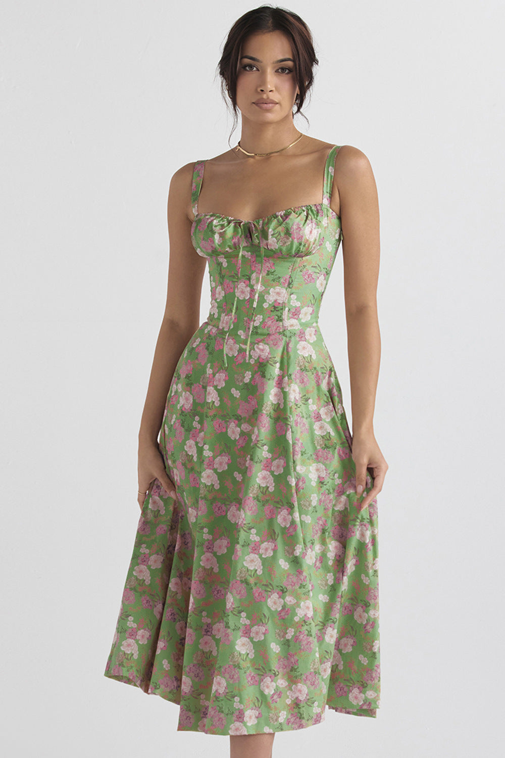 Seaside Vacation Sling Back Cross Tied Slim Fit Overknee Dress - ANIBEY