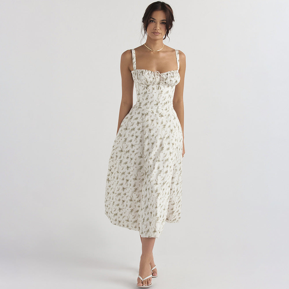 Seaside Vacation Sling Back Cross Tied Slim Fit Overknee Dress - ANIBEY