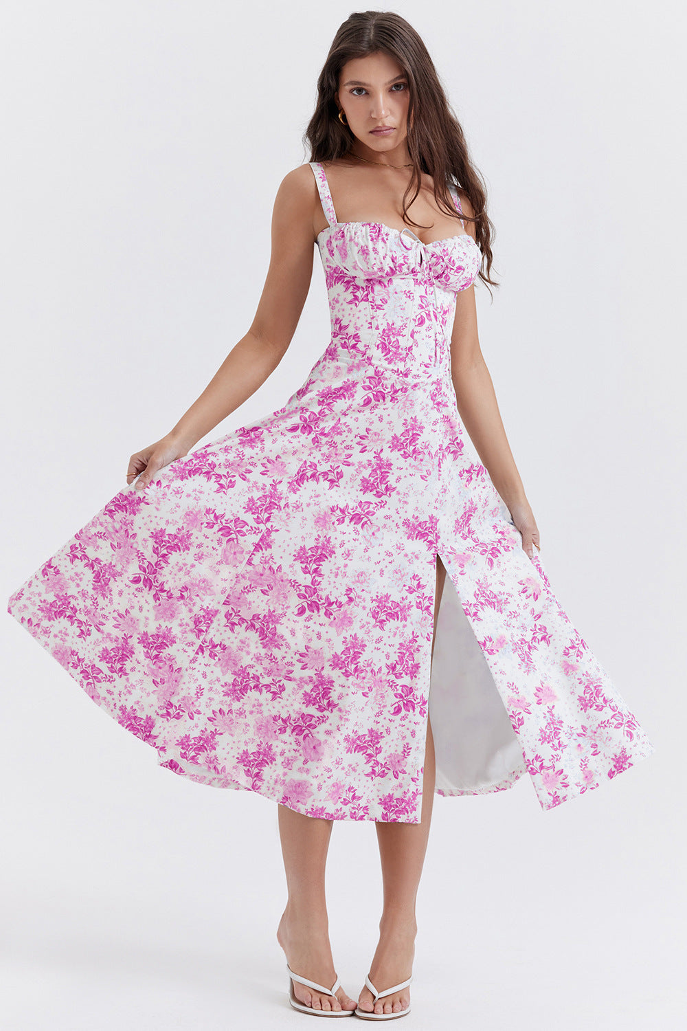Seaside Vacation Sling Back Cross Tied Slim Fit Overknee Dress - ANIBEY