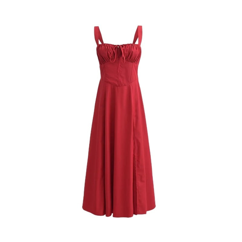Seaside Vacation Sling Back Cross Tied Slim Fit Overknee Dress - ANIBEY