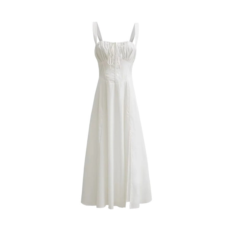 Seaside Vacation Sling Back Cross Tied Slim Fit Overknee Dress - ANIBEY