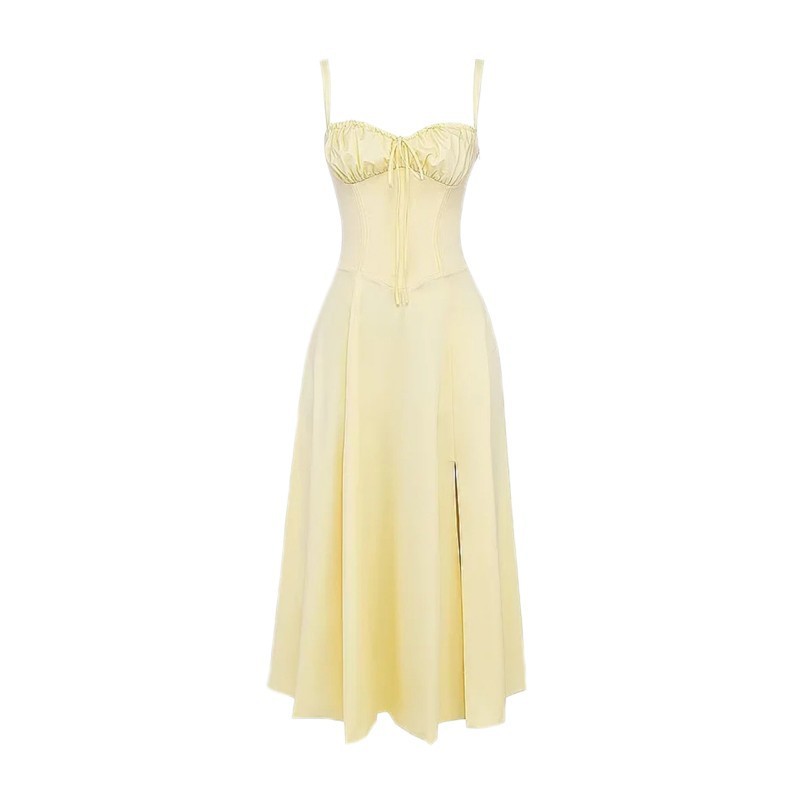 Seaside Vacation Sling Back Cross Tied Slim Fit Overknee Dress - ANIBEY