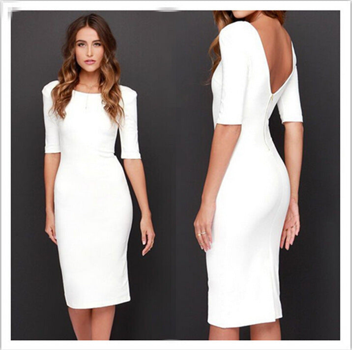 Summer EBay Hot Style Solid Color Sexy Halter Dress - ANIBEY