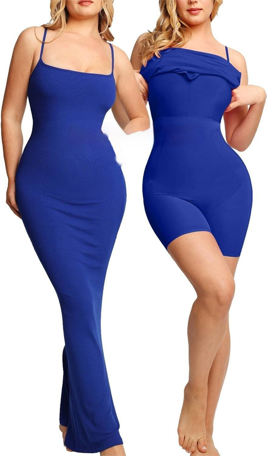 Women's Shapewear Dress Jumpsuit Tummy Tuck Lift Corset Open Crotch Suspender Tight Long Skirt Chest Pad Bodysuit Dress - ANIBEY