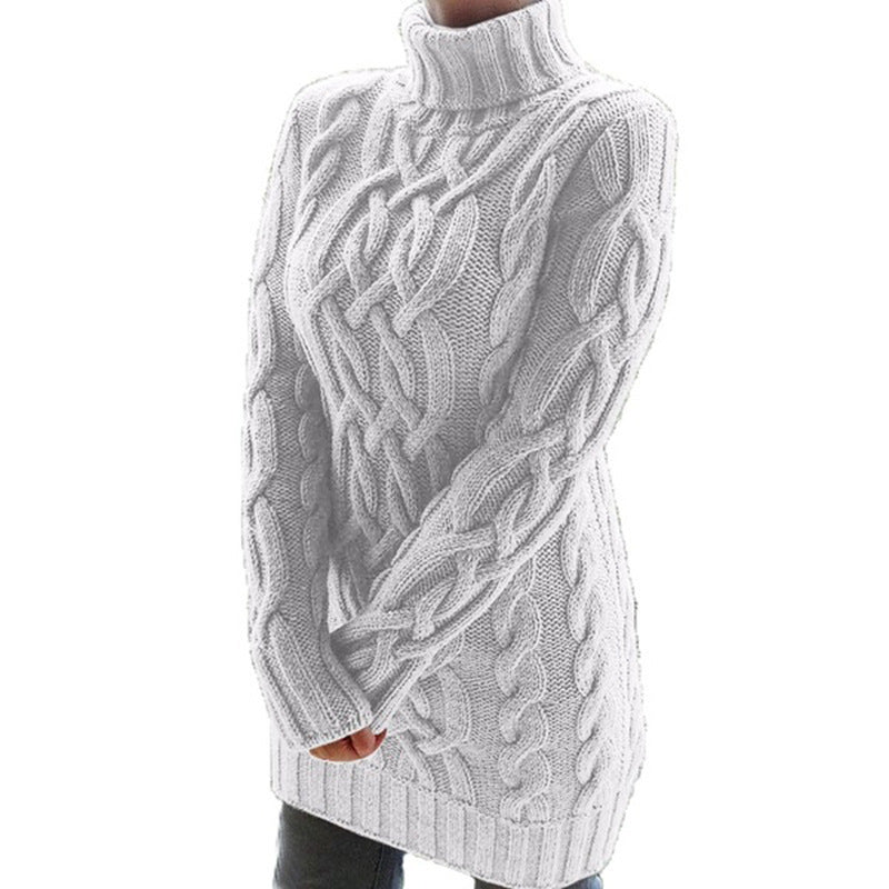 Women's Sweater Dress Autumn Winter Thick Double Lapels Long Sweater - ANIBEY