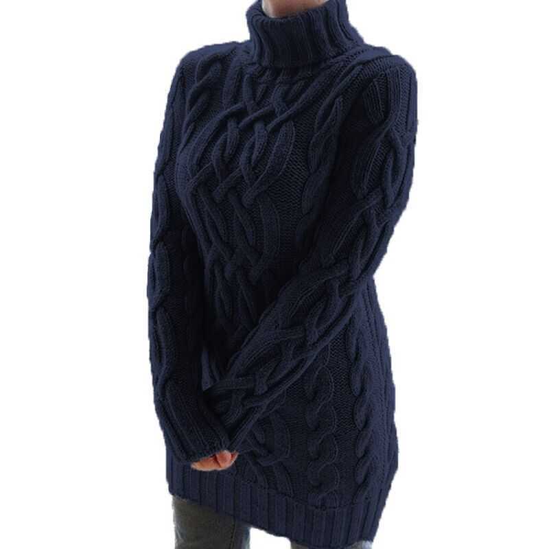 Women's Sweater Dress Autumn Winter Thick Double Lapels Long Sweater - ANIBEY
