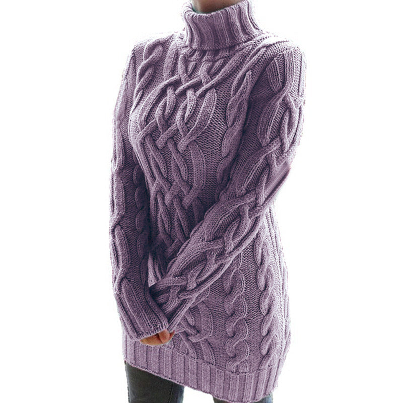 Women's Sweater Dress Autumn Winter Thick Double Lapels Long Sweater - ANIBEY