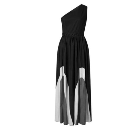 Stitching strapless contrast color maxi dress - ANIBEY