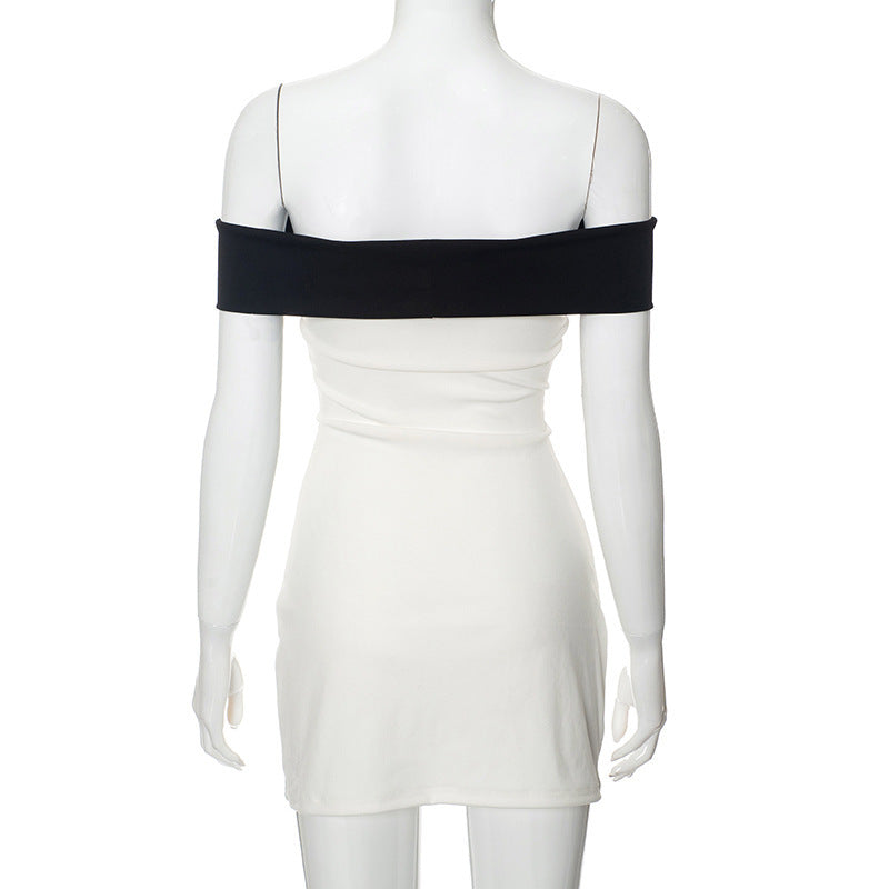 High-grade Chest Wrap Hip Off-shoulder Bow Dress - ANIBEY
