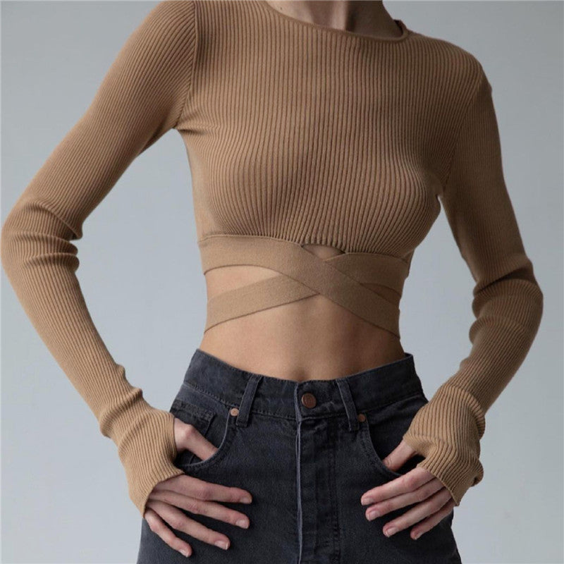 Slit Sweater Pleated Skirt And Tie Cardigan Set - ANIBEY