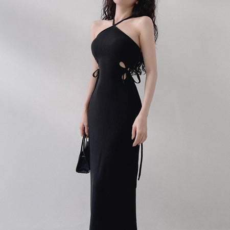 Elegant Women's Clothing Halter Cut-out Dress - ANIBEY
