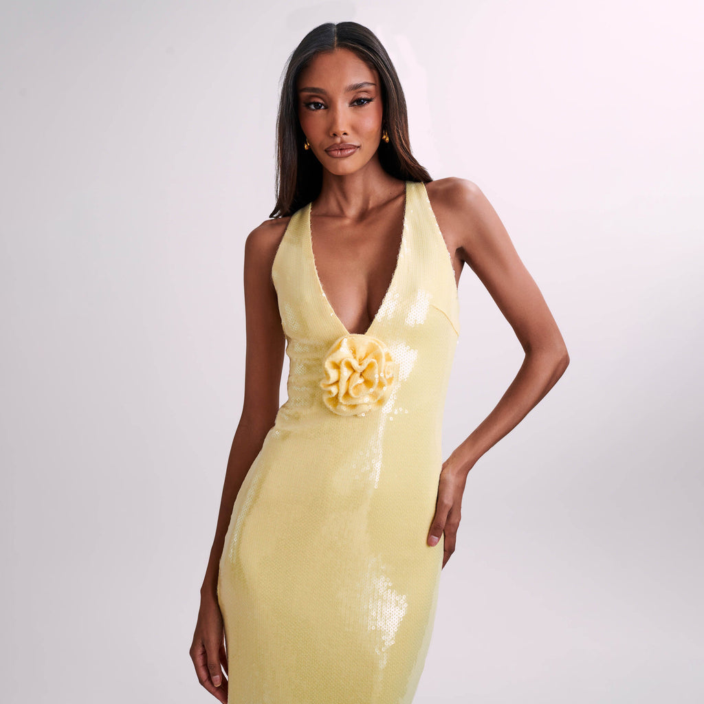 Hollow Backless Party Sequins Split Dress - ANIBEY