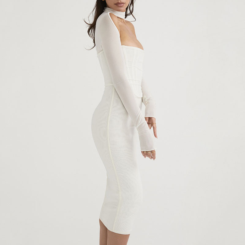 Hollow Out Voile Long Dress - ANIBEY