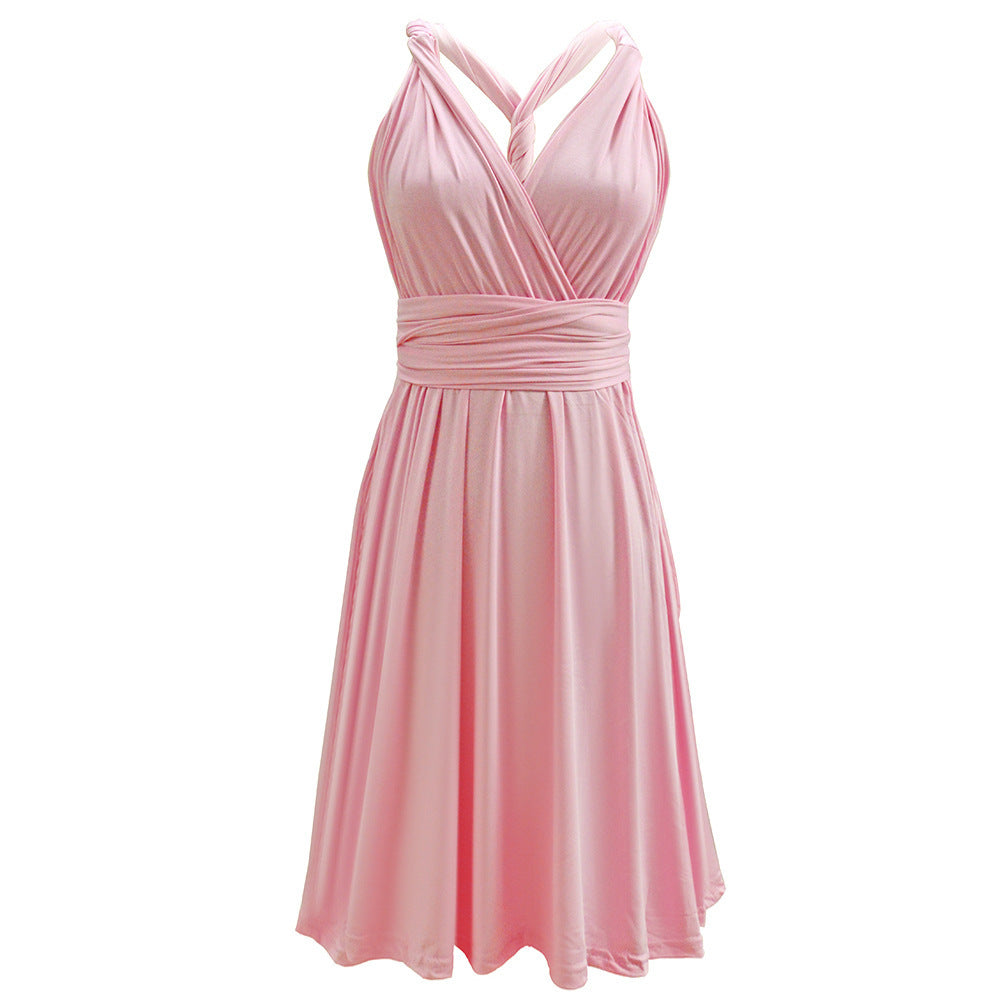 More Ways To Wear Sexy Halter Strap Short Skirt Dress - ANIBEY