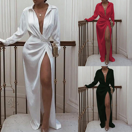Long sleeved slit dress - ANIBEY