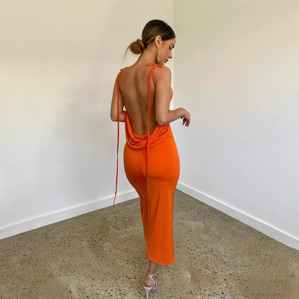 New Summer Amazon Hot Sexy Hollow Halter Sling Dress - ANIBEY
