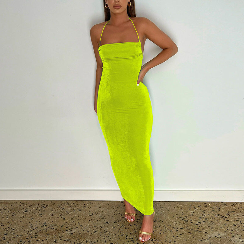 New Summer Amazon Hot Sexy Hollow Halter Sling Dress - ANIBEY