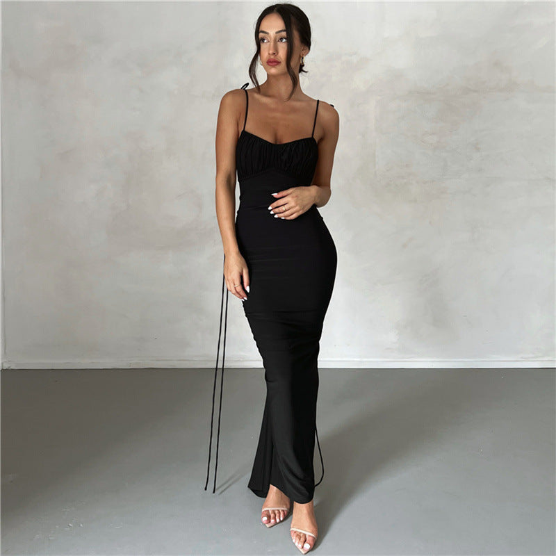 New Women's Fashion Halter Sexy Backless Slim Package Hip Temperament Dress - ANIBEY