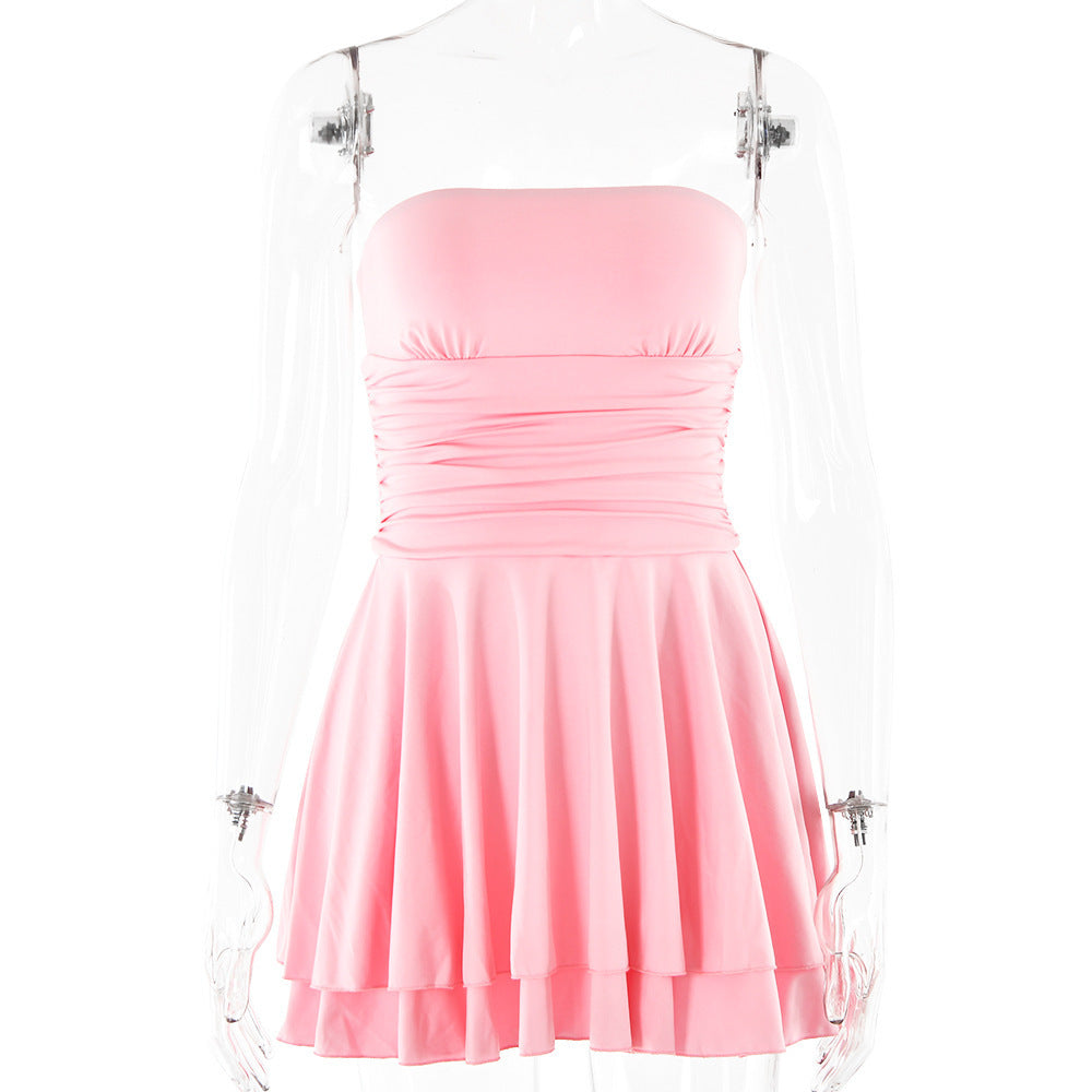 Off-neck Tube Top Backless High Waist Skirt - ANIBEY