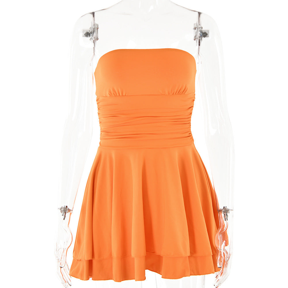 Off-neck Tube Top Backless High Waist Skirt - ANIBEY