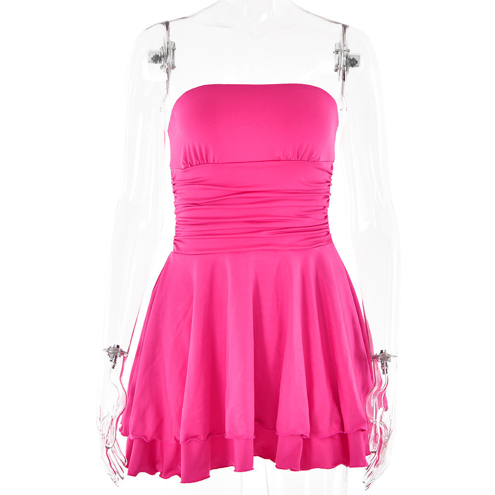 Off-neck Tube Top Backless High Waist Skirt - ANIBEY