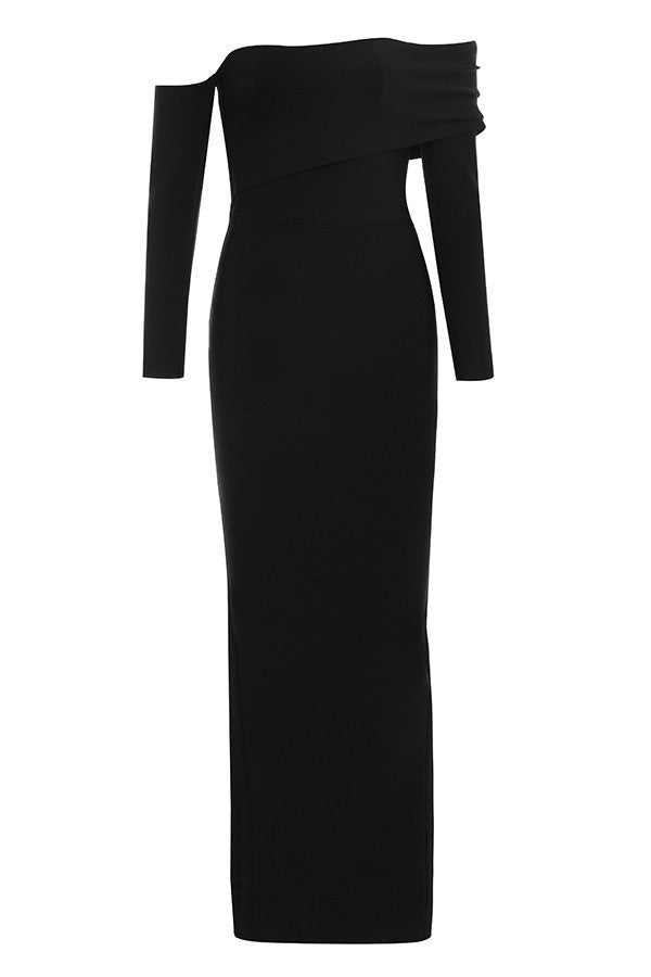 Sexy Temperament Irregular One Shoulder Split Dress - ANIBEY
