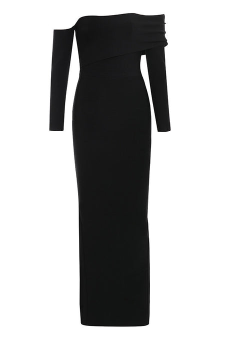 Sexy Temperament Irregular One Shoulder Split Dress - ANIBEY