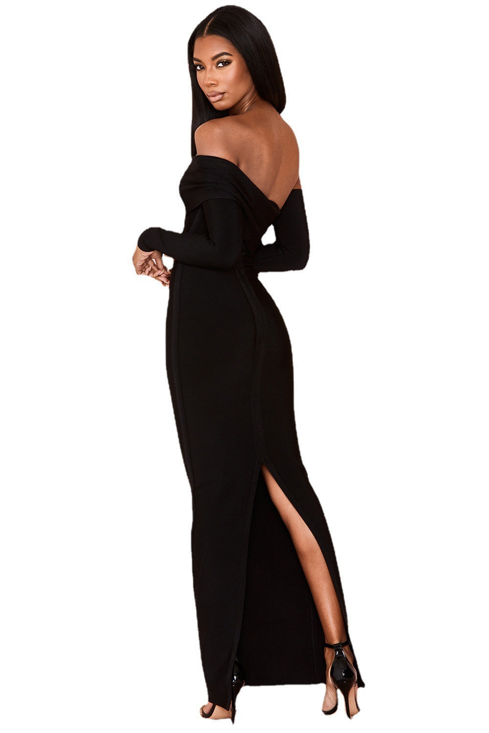 Sexy Temperament Irregular One Shoulder Split Dress - ANIBEY