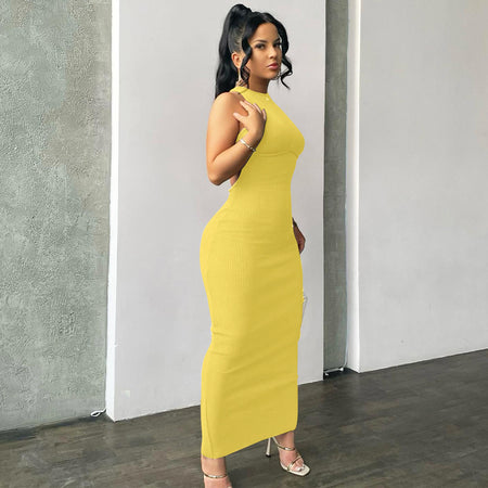 Sleeveless Backless Long Slim Fit Dress - ANIBEY