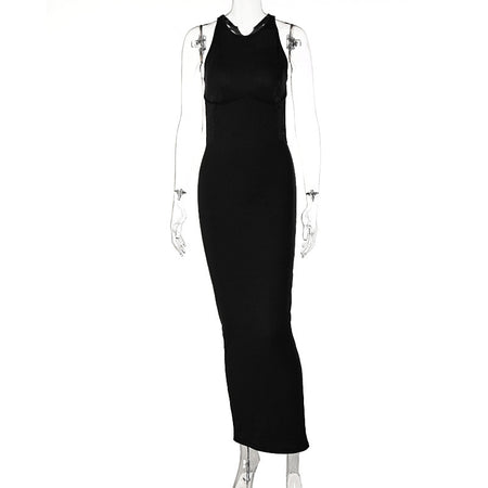 Sleeveless Backless Long Slim Fit Dress - ANIBEY