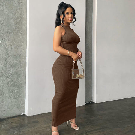 Sleeveless Backless Long Slim Fit Dress - ANIBEY