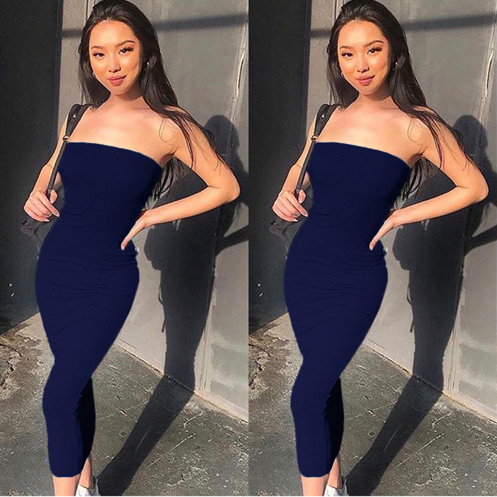 Sleeveless Wrapped Chest Long Beach Dress Women Clothing Summer - ANIBEY