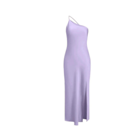 Slim-fit Shoulder Solid Color Backless Long Dress - ANIBEY