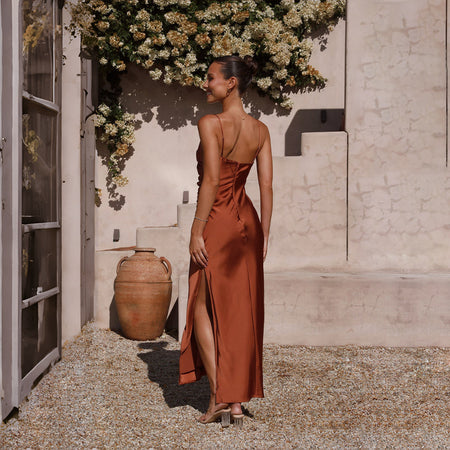Spaghetti Straps Sleeveless Slit Slim-fitting Dress Women - ANIBEY