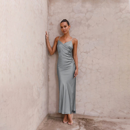 Spaghetti Straps Sleeveless Slit Slim-fitting Dress Women - ANIBEY